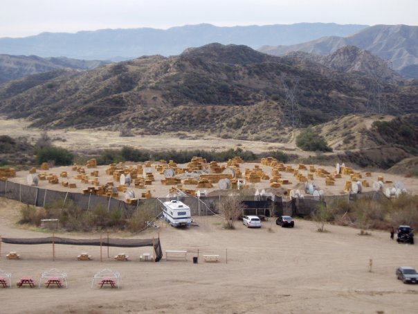 Wooden Wheels and Hay Bales Course at Paintball USA