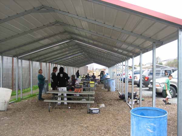 Covered Staging area at TAG Paintball in Hollister, California